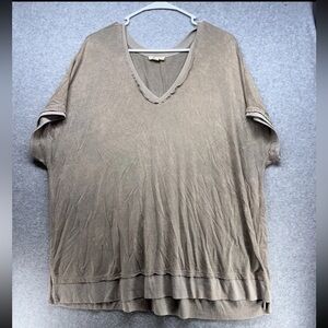 Kori Taupe V-Neck Short Sleeve Top